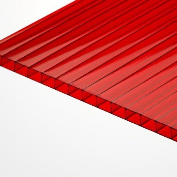 Сотовый поликарбонат 6 мм, Красный. Премиум.